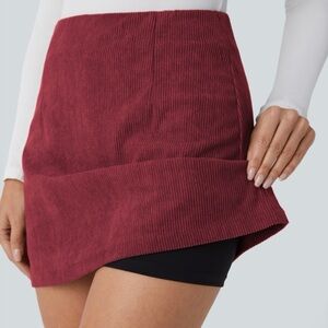 HALARA High Waisted 2-in-1 A Line Mini Corduroy Casual Skirt-Longer Length